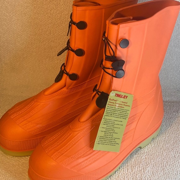 Tingley HazProof Orange Hazardous Chemical Steel Toe Work Boots Mens 11 USA